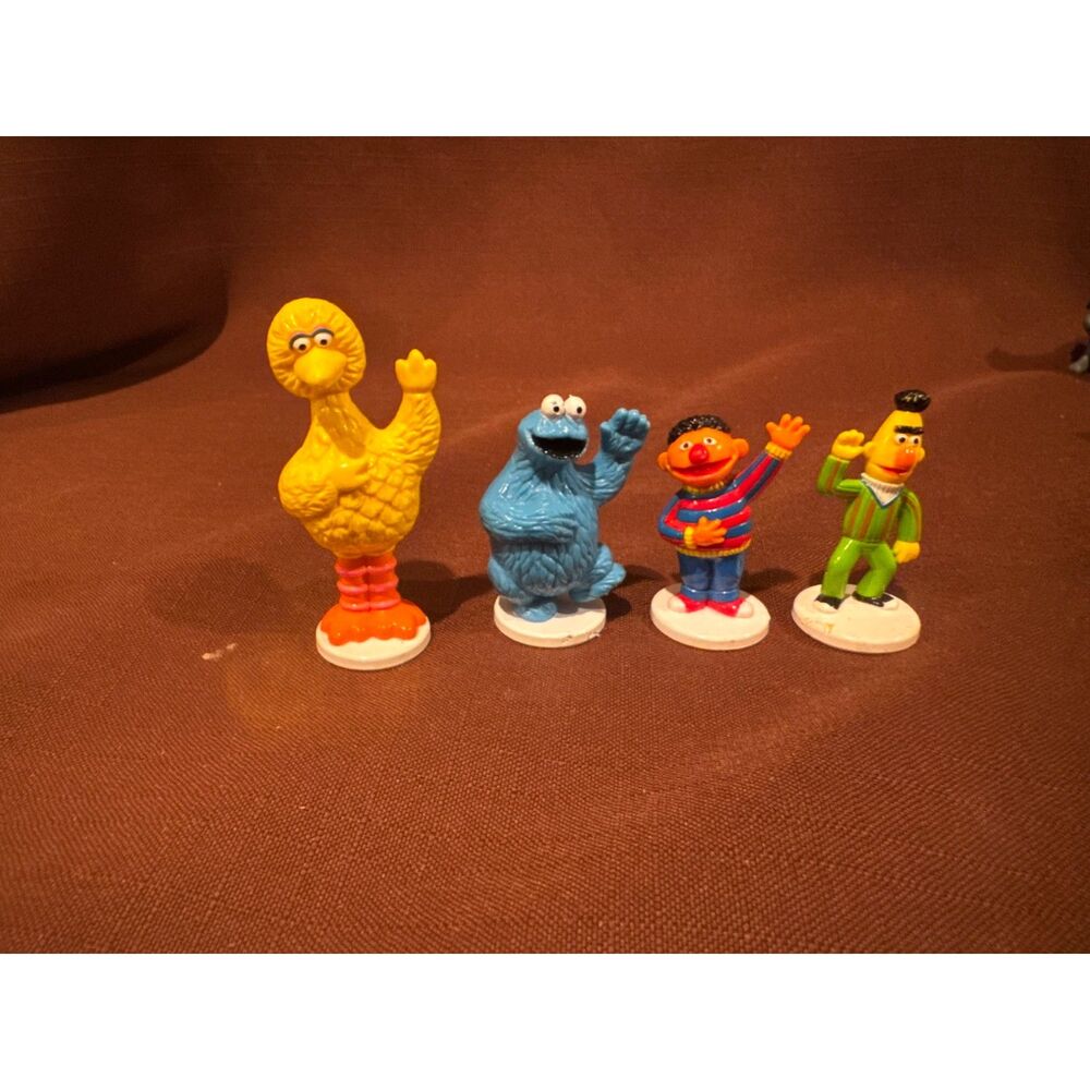 Vintage 1985 Muppets Sesame St Cake Toppers Bert Ernie Cookie Monster & Big Bird